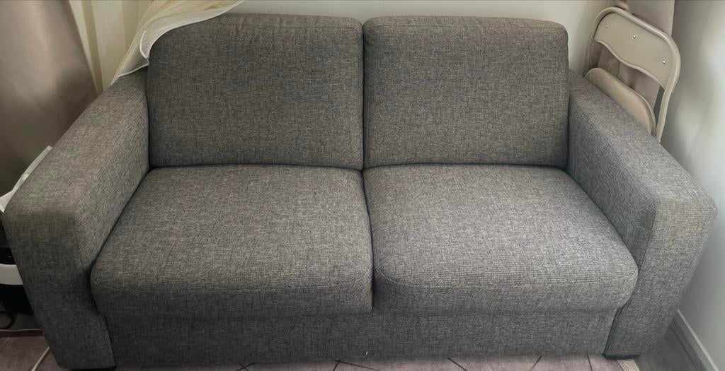 Grijze 2-zitsbank, Gebruikt, 150 tot 200 cm, Tweepersoons, 75 tot 100 cm