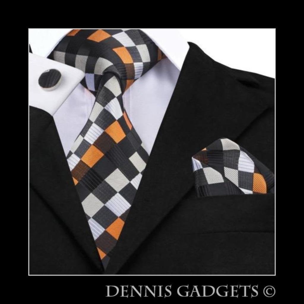 Dennis Gadgets: 100 % zijden stropdas ( 3 delig !! ) DG 0361, Ophalen of Verzenden, Nieuw, Oranje, Met patroon