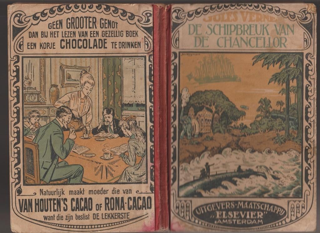 Jules Verne; 10 deeltjes, met rode rug, 1920, Elsevier, Antiek en Kunst, Verzenden