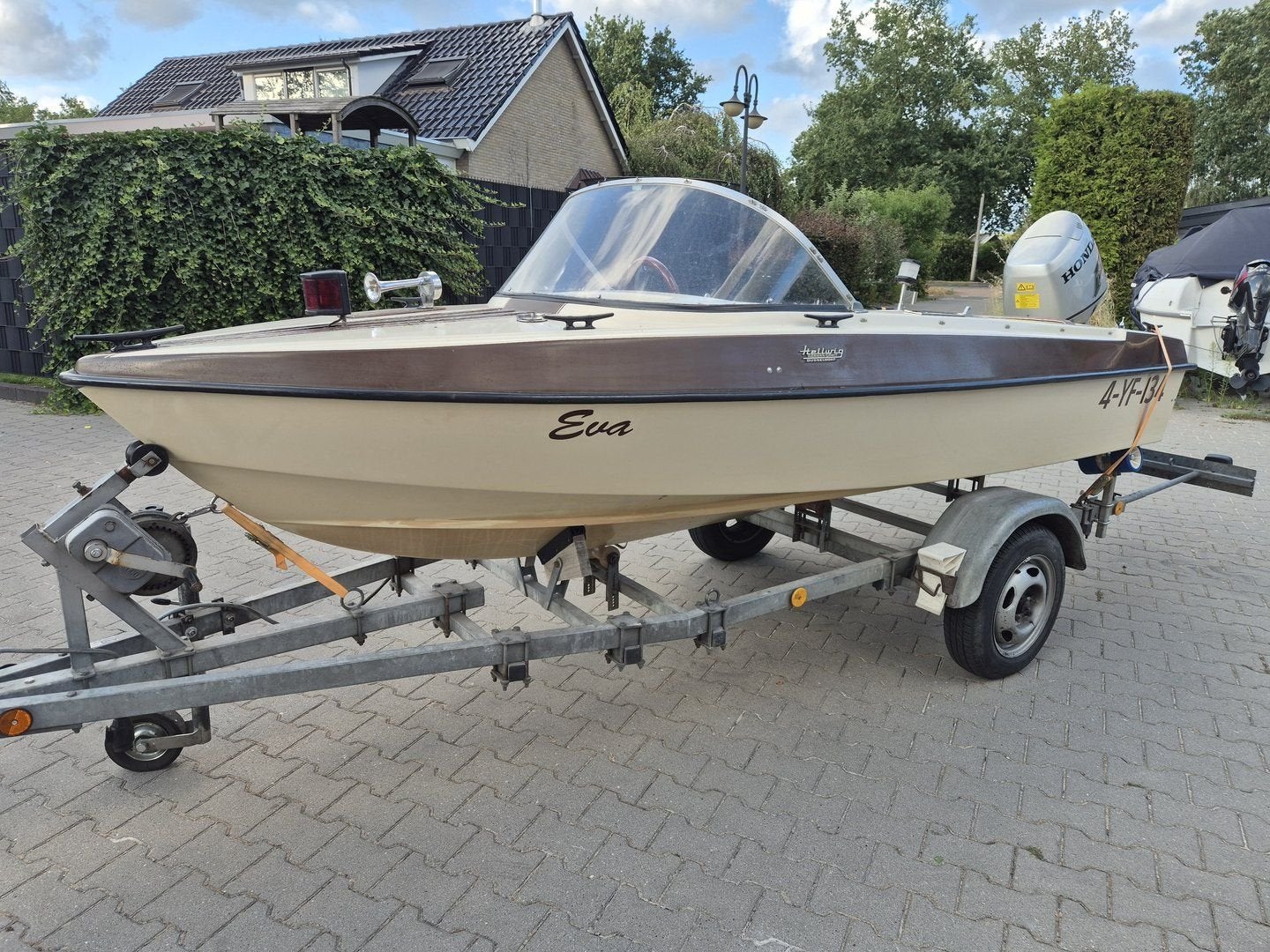 Orginele Hellwig Kreta met Honda 30 pk 4-tact, Watersport en Boten, Gebruikt, -, -, Polyester