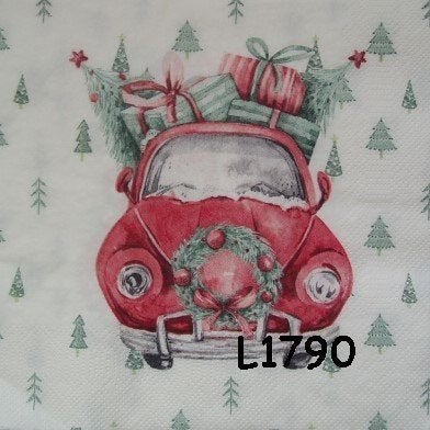 Servetten decoupage/bullet journal - auto kerst L1790, Hobby en Vrije tijd, Knutselen, Verzenden, Nieuw