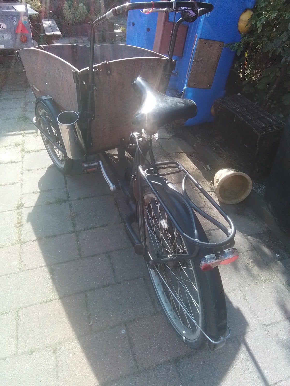 Bakfiets met houten bak - Ideaal voor kinderen of goederen, Fietsen en Brommers, Terugtraprem, Gebruikt, 2 kinderen, Ophalen