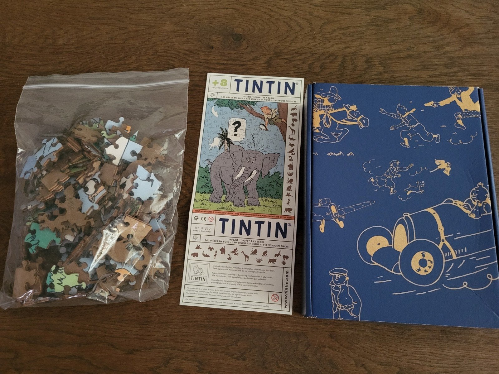 Kuifje Puzzel "Loupe" Limited Edition 140 Houten Stukjes, Ophalen of Verzenden, Kuifje, Zo goed als nieuw, Boek of Spel