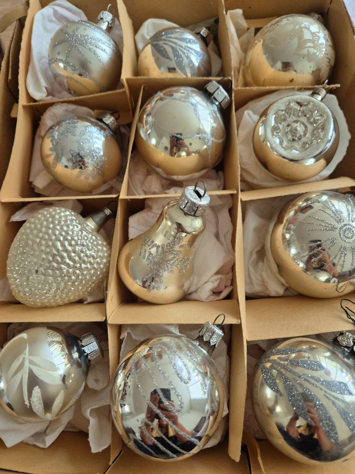 Vintage zilveren kerstballen, Diversen, Ophalen of Verzenden, Gebruikt