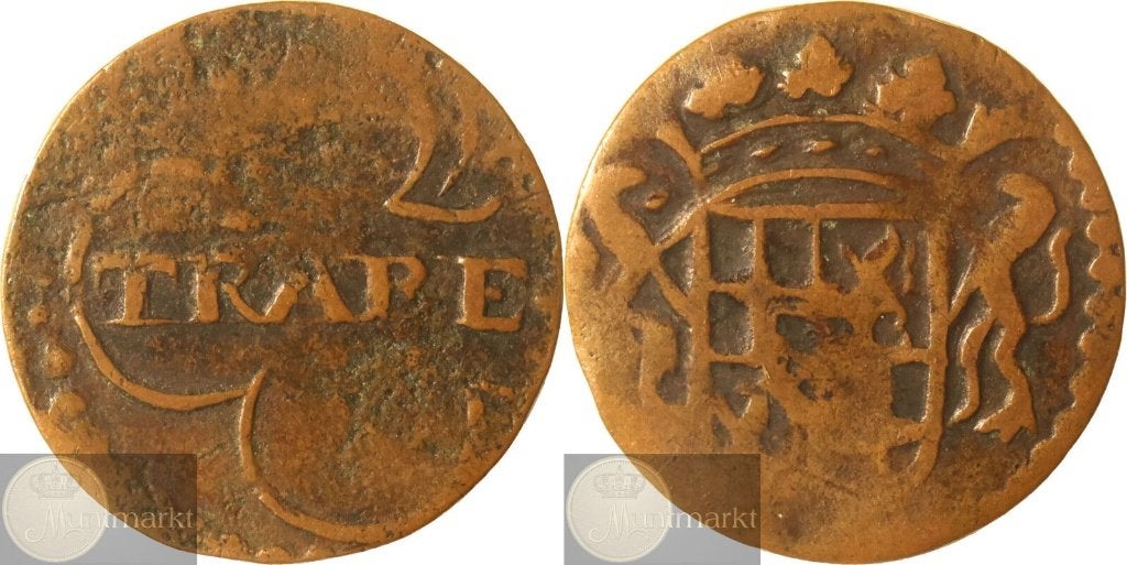 Reckheim - Duit z.j. (ca. 1680) - VARIANT omega TRAPE, Postzegels en Munten, Ophalen of Verzenden, Vóór koninkrijk, Overige waardes