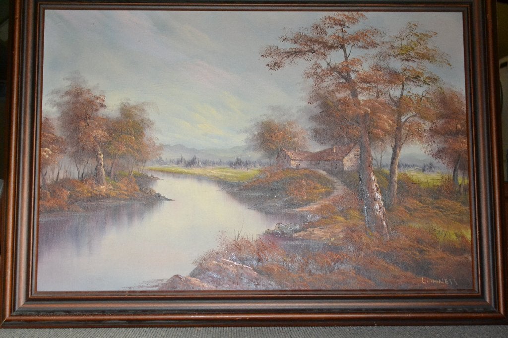 Schilderij landschap gemaakt door C. Inness., Antiek en Kunst, Kunst | Schilderijen | Klassiek, Doek, Landschap, Olieverf, Klassiek