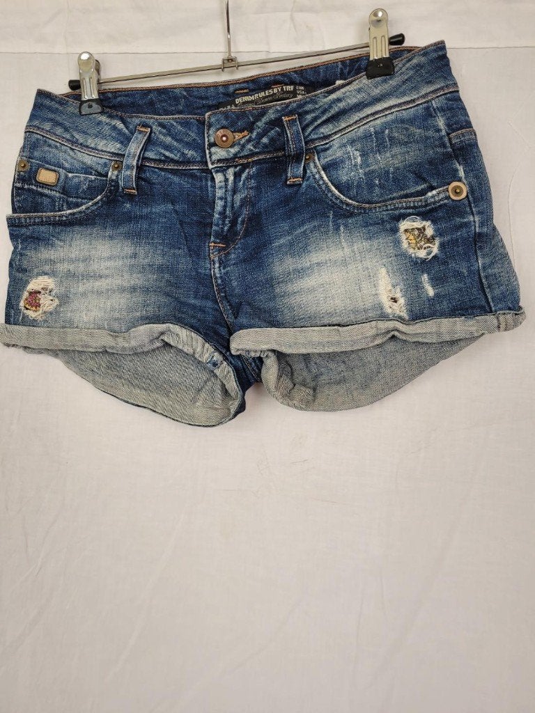 Korte spijkerbroek stretch mt 34 (XS) merk Zara Trafaluc, Blauw, ., Ophalen of Verzenden, Zo goed als nieuw