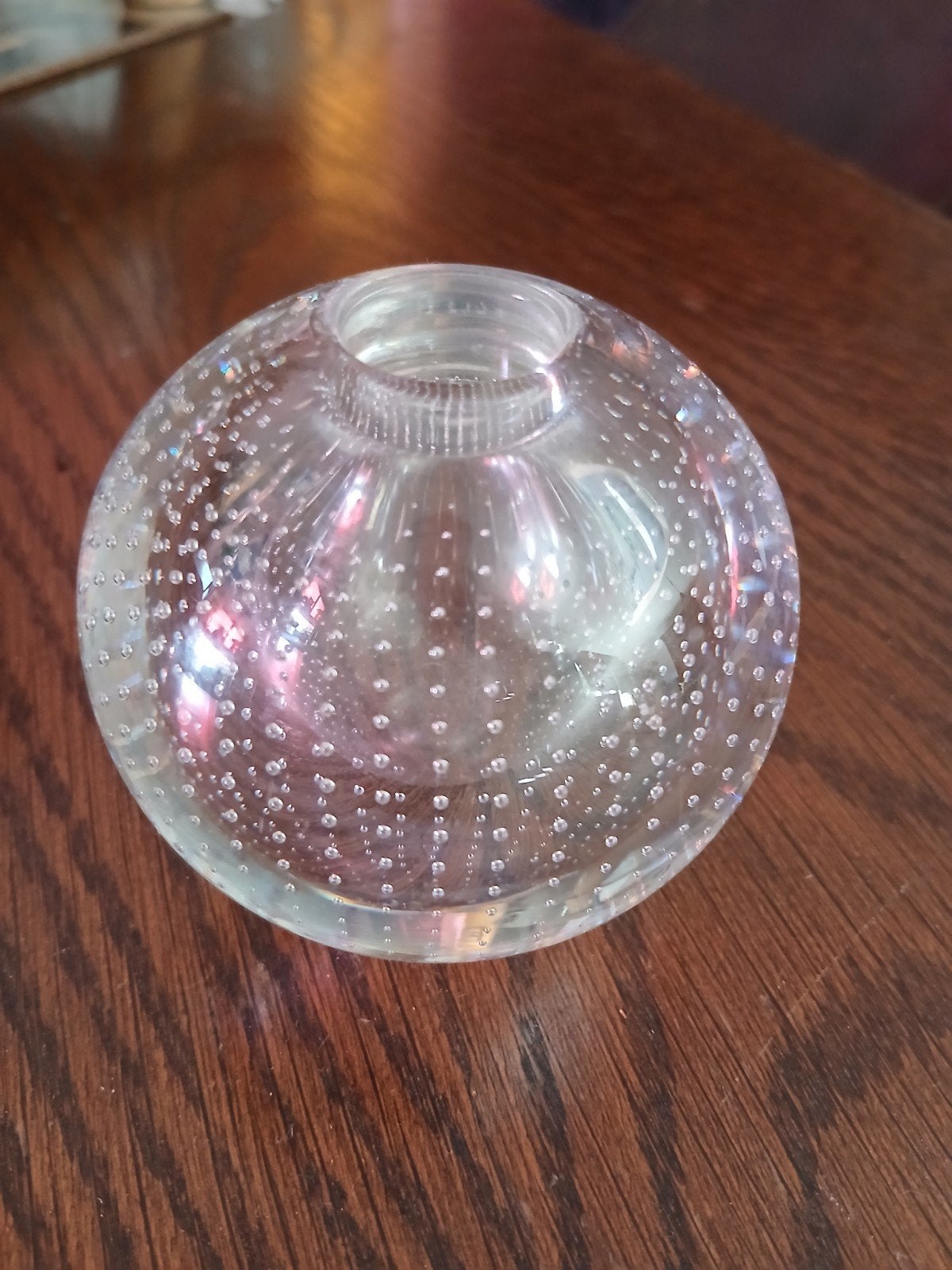 Glazen bol vaasje met bubbels - Uniek design, Antiek en Kunst, Ophalen of Verzenden