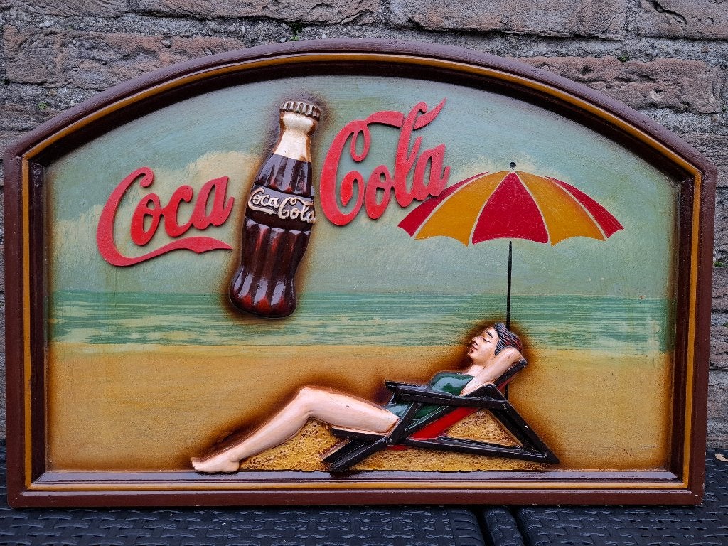 Groot authentiek houten pubbord Coca-Cola, Ophalen of Verzenden, Nieuw, Reclamebord