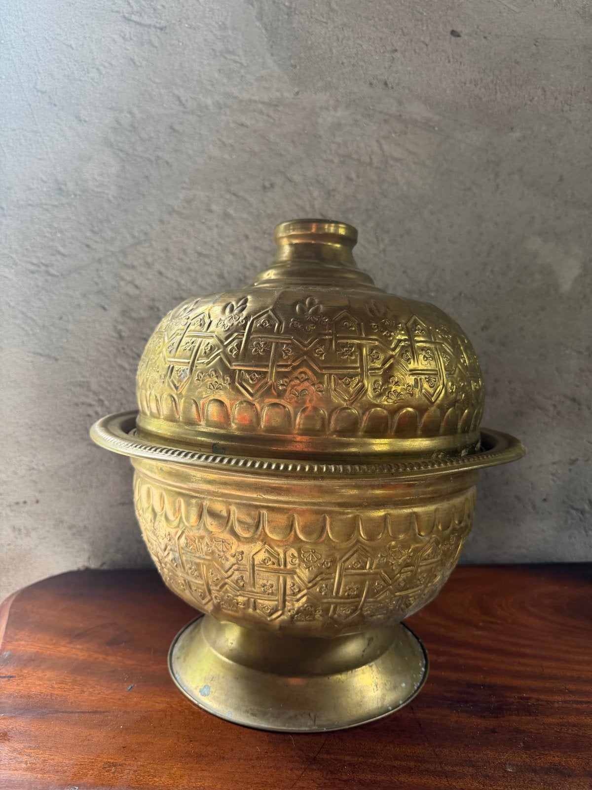 Antieke Sihr pot Bronzen Kom met Deksel - Gedetailleerd, Antiek en Kunst, Ophalen of Verzenden, Brons