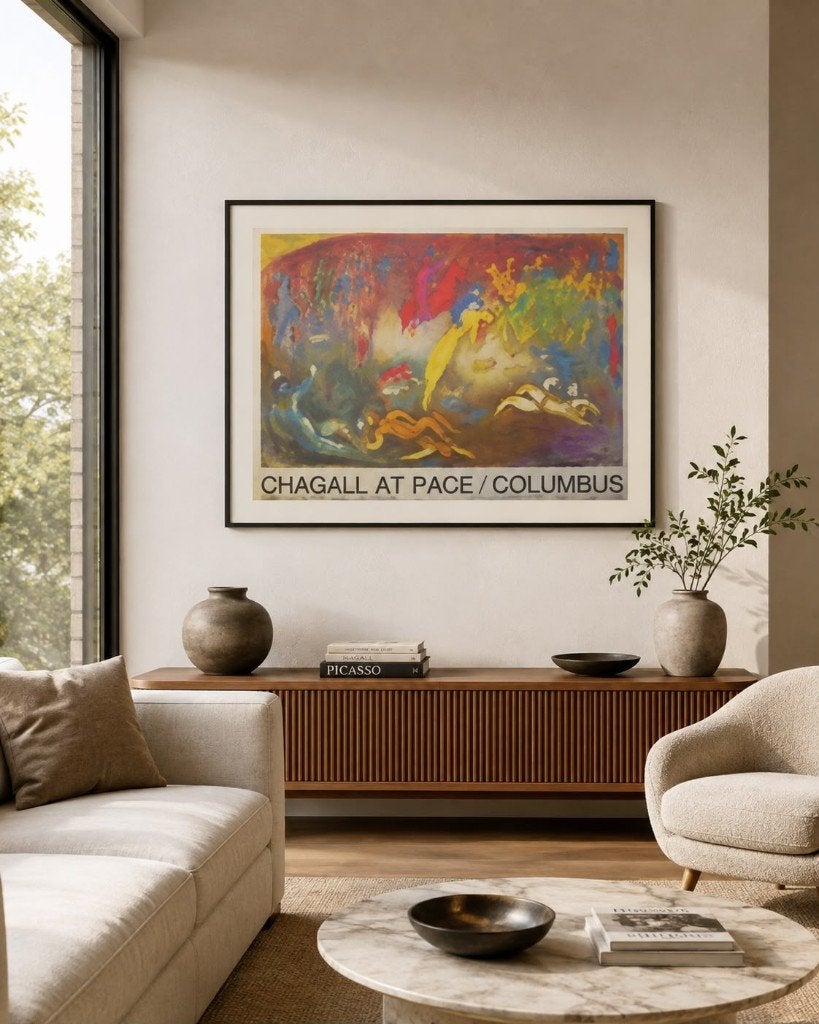 Marc Chagall Lithografie 'Chagall at Pace/Columbus' 1977, Ophalen of Verzenden, Film en Tv