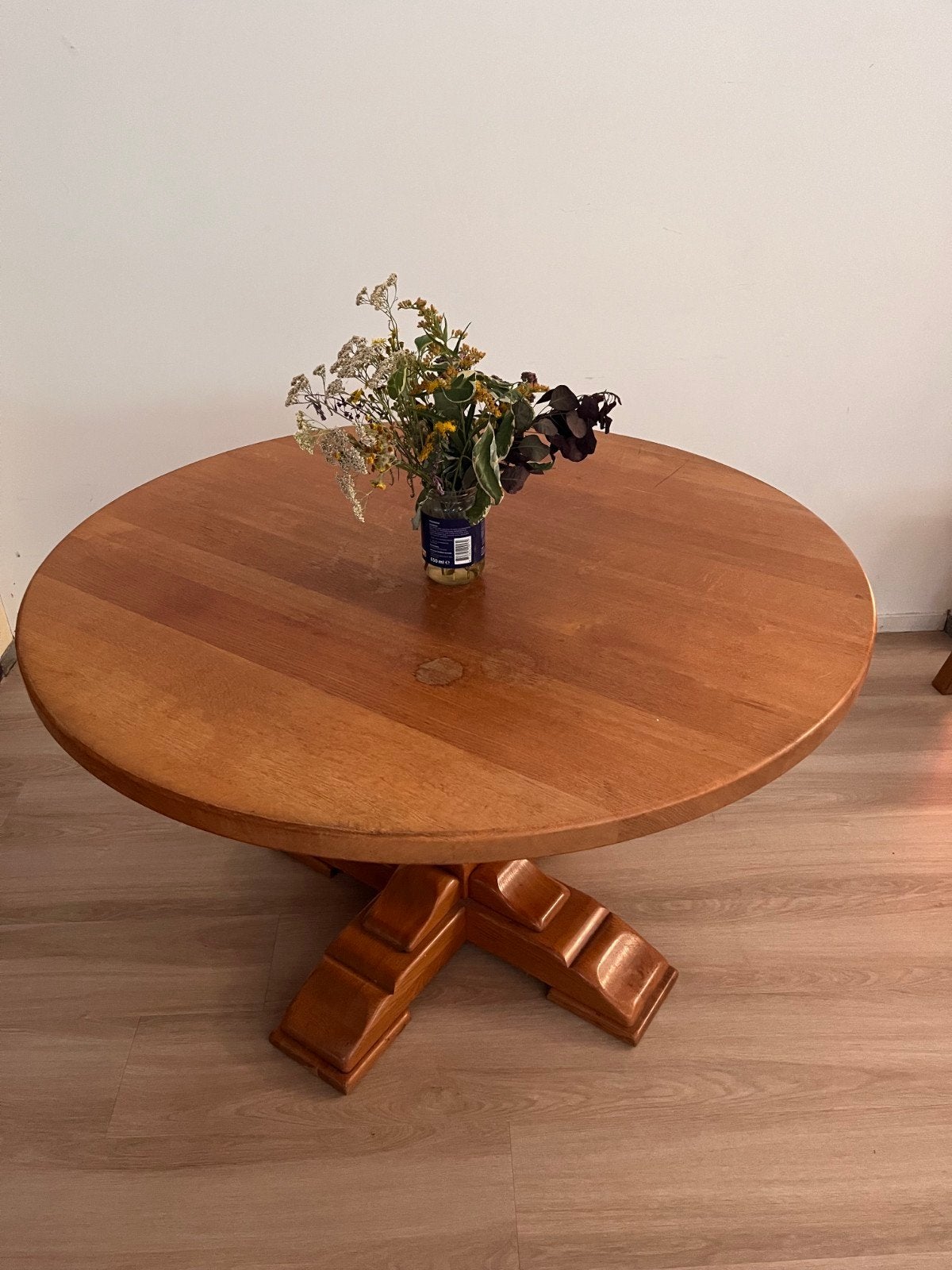 Ronde massief houten eettafel - 120 cm, Huis en Inrichting, Tafels | Eettafels, Ophalen of Verzenden, Zo goed als nieuw, Vijf personen of meer