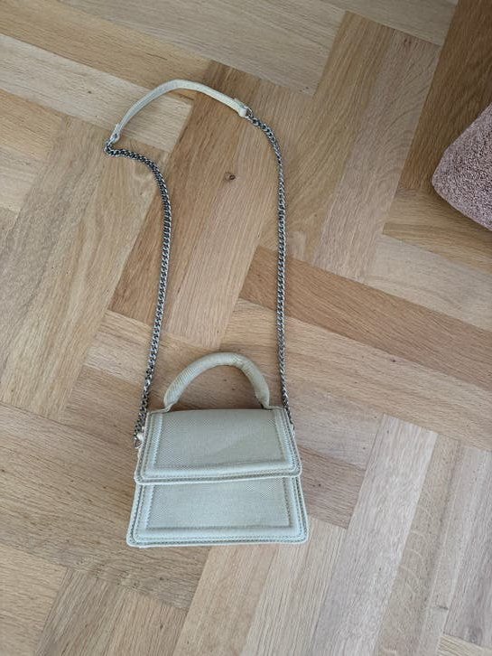 Stijlvol Beige Mini Tasje met Ketting en Handvat, Ophalen of Verzenden, Zo goed als nieuw, Beige, Avondtasje