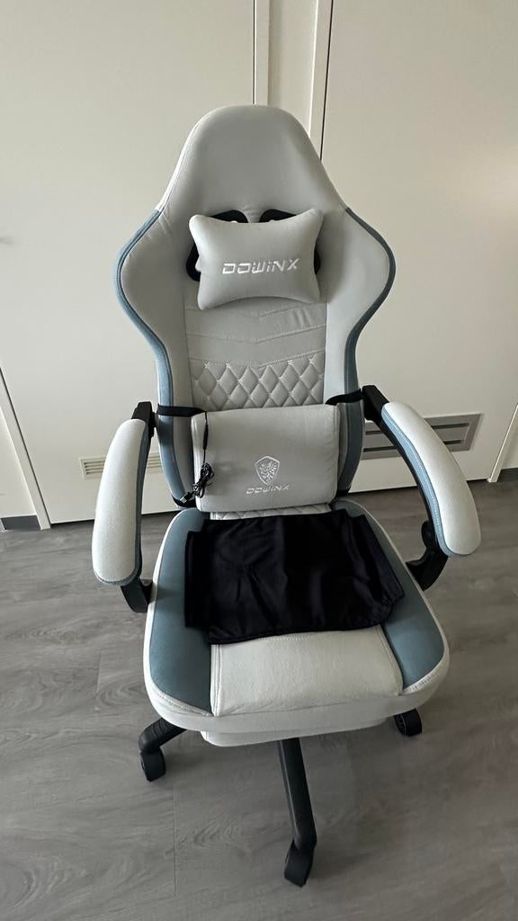 Dowinx Gaming Stoel met Massage & Voetensteun – Ergonomisch, Ophalen, Ergonomisch, Zo goed als nieuw, Grijs