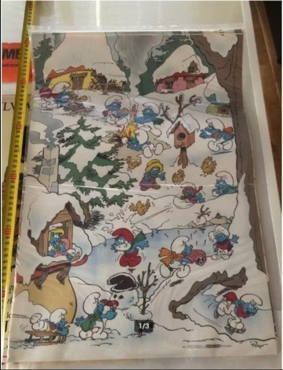 Smurfen poster 1988 peyo, Ophalen of Verzenden, Zo goed als nieuw, Verschillende Smurfen, Overige typen