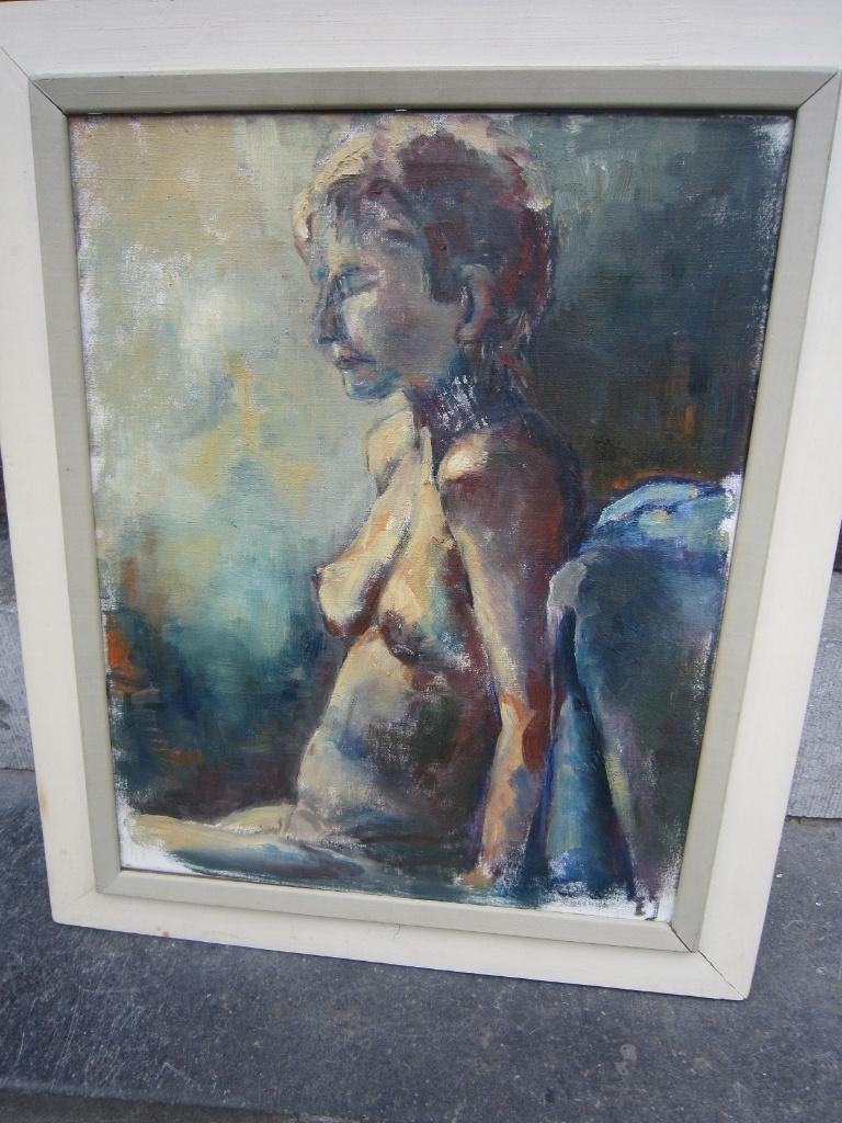 Mooi Impress, Oliev. schild. Halfnaakte Dame Evert Jegerings, Ophalen of Verzenden