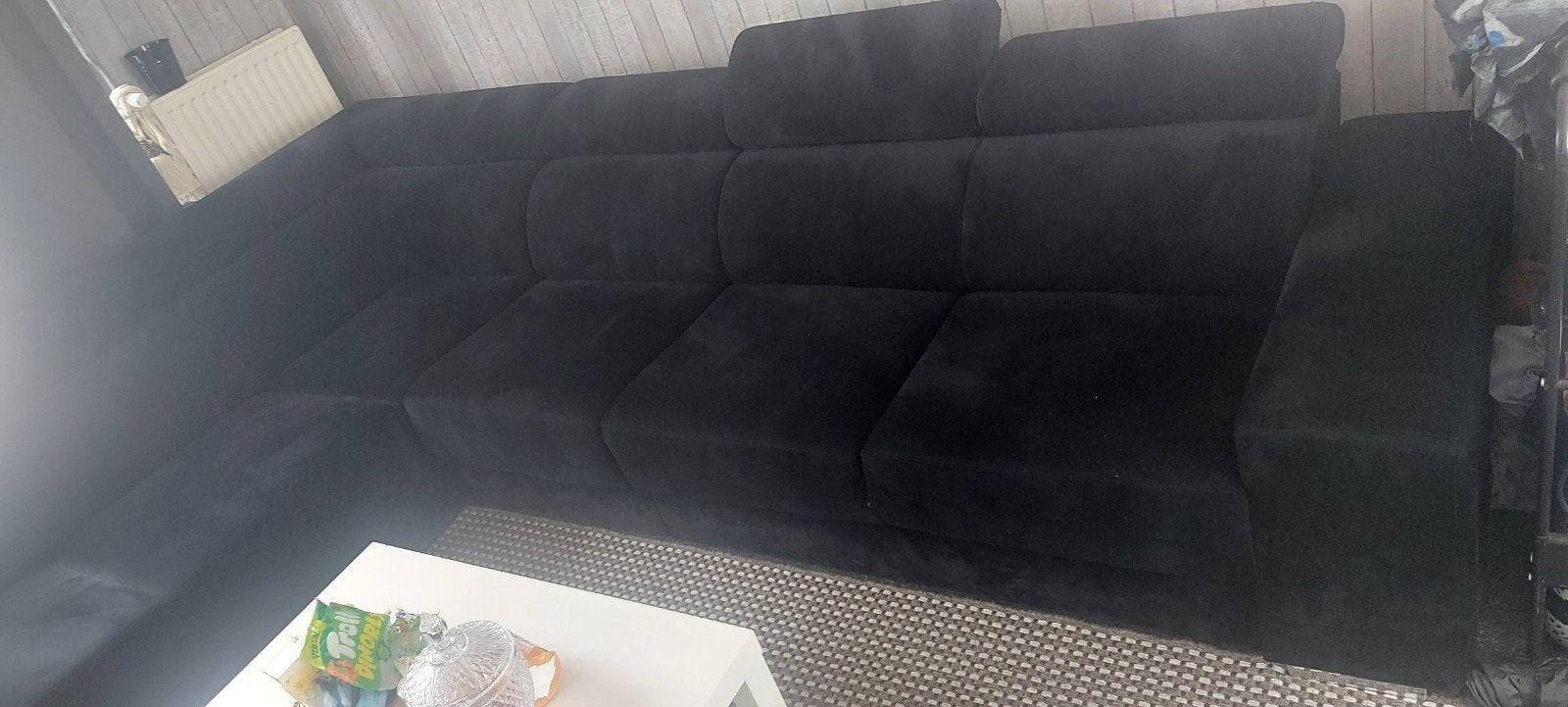 Ruime Zwarte Hoekbank - Comfortabel en Modern, Huis en Inrichting, Banken | Bankstellen, 100 tot 125 cm, Hoekbank, 300 cm of meer