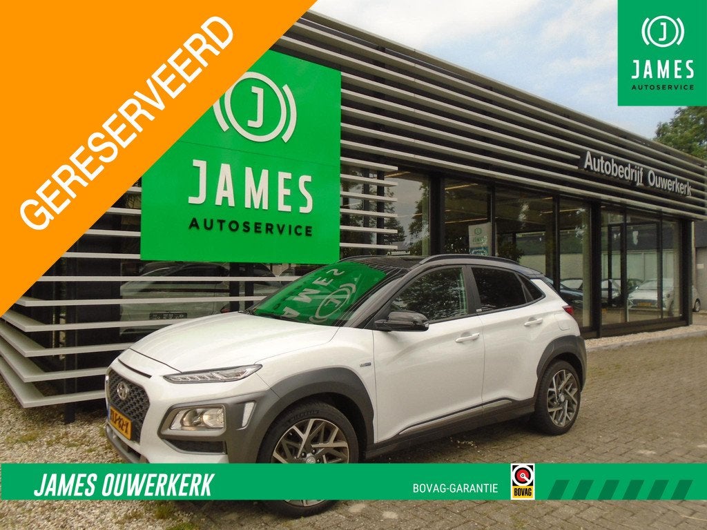 Hyundai Kona 1.6 GDI HEV Fashion Design Sky, Auto's, Hyundai, Gebruikt, Euro 6, 2 kWh, Leder en Stof