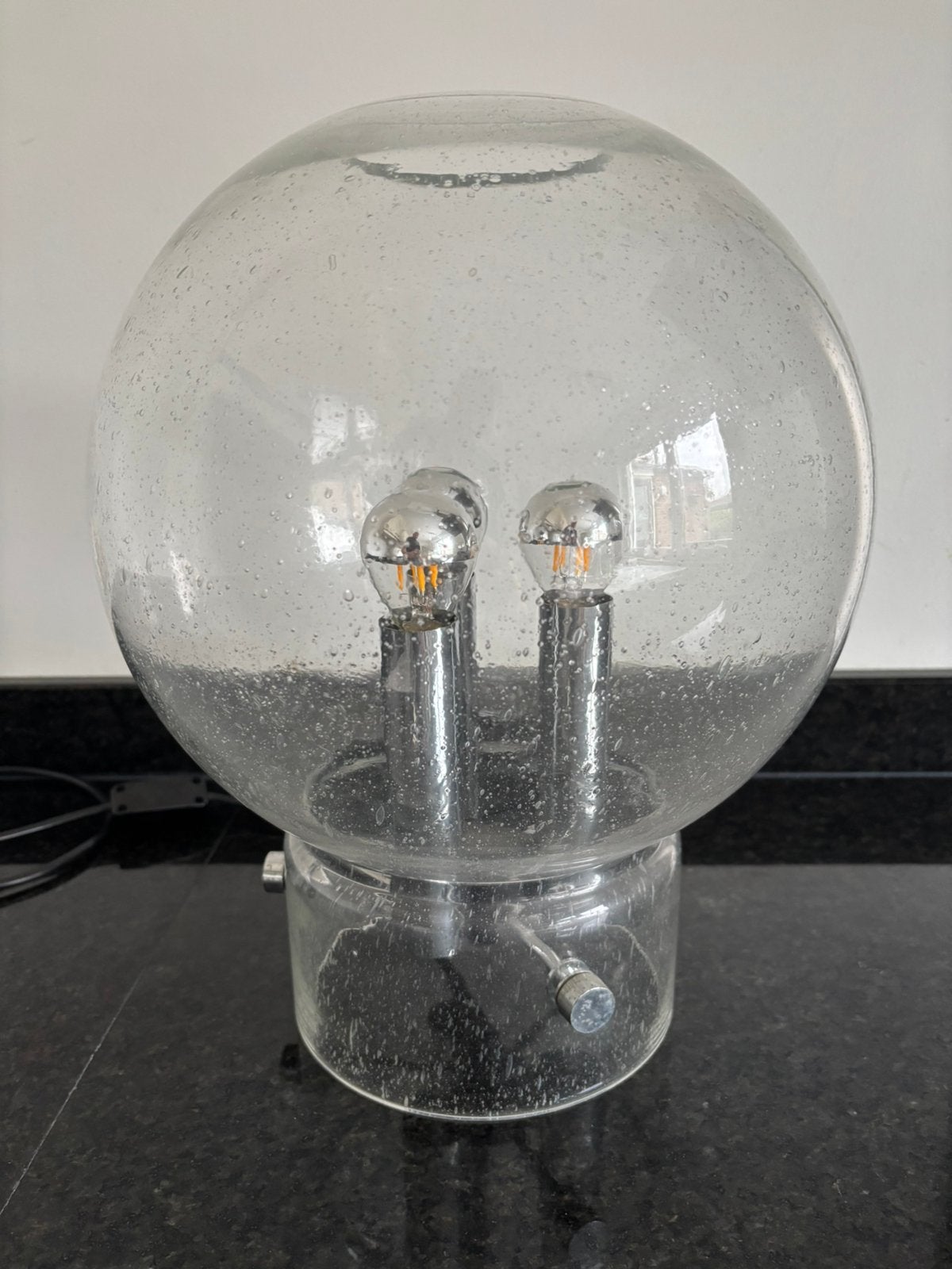 Foto 7 van Vintage Glashütte Limburg tafellamp bubbelglas jaren 70