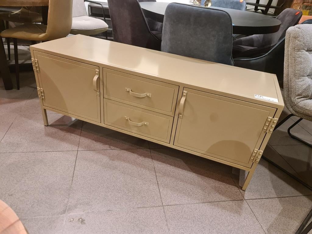 Nieuw tv meubel Eleonora Genève 140x55x47cm sand metaal €225, Ophalen, Beige, ., Nieuw