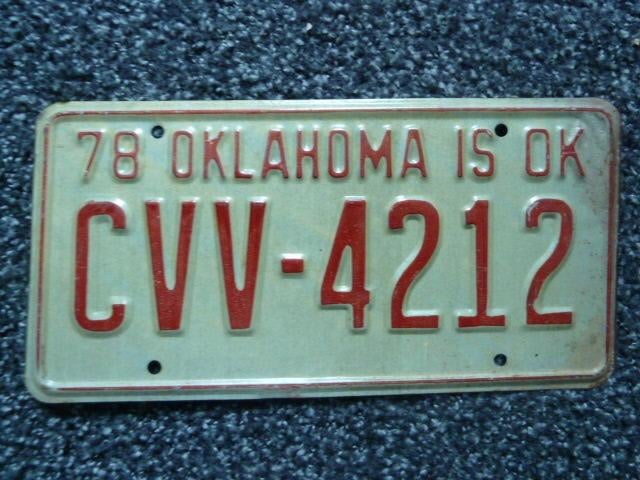 Kentekenplaat licenseplate Oklahoma is OK 1978 USA, Verzenden, Gebruikt, Auto's