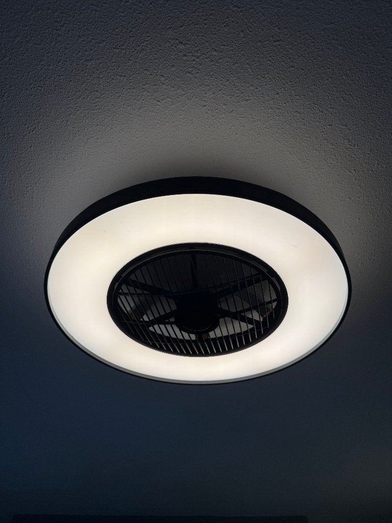 Proventa 3D Air Plafondlamp + Ventilator 60cm, Ophalen, Kunststof, Overige stijlen, Zwart