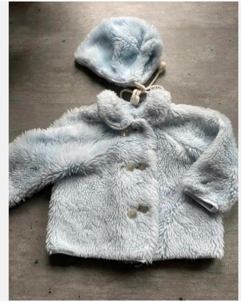 Schattig baby poppen jasje, mutsje, licht blauw, zeer zacht, Ophalen of Verzenden, Zo goed als nieuw, X, Kleertjes