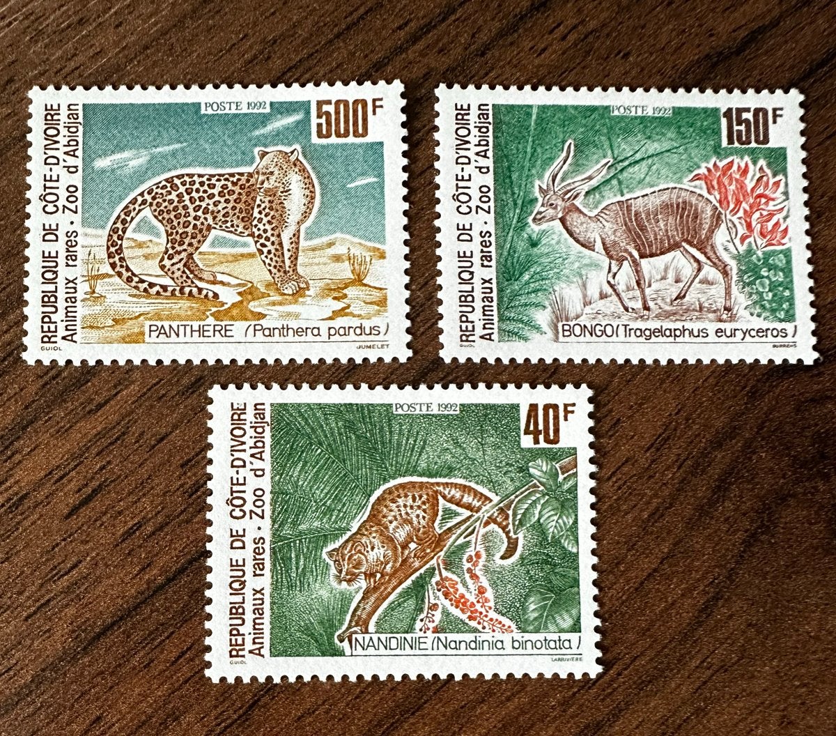 Ivoorkust 1992 dieren postfris: Panter, Bongo, Nandine, Ophalen of Verzenden, Overige landen, Postfris