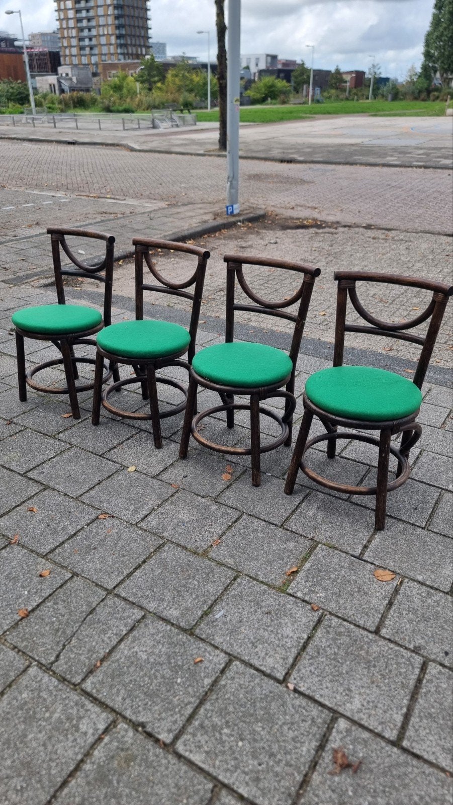 vintage stoelenset bamboe rotan jaren 70, ,, 60 tot 90 cm, Ophalen of Verzenden, ,
