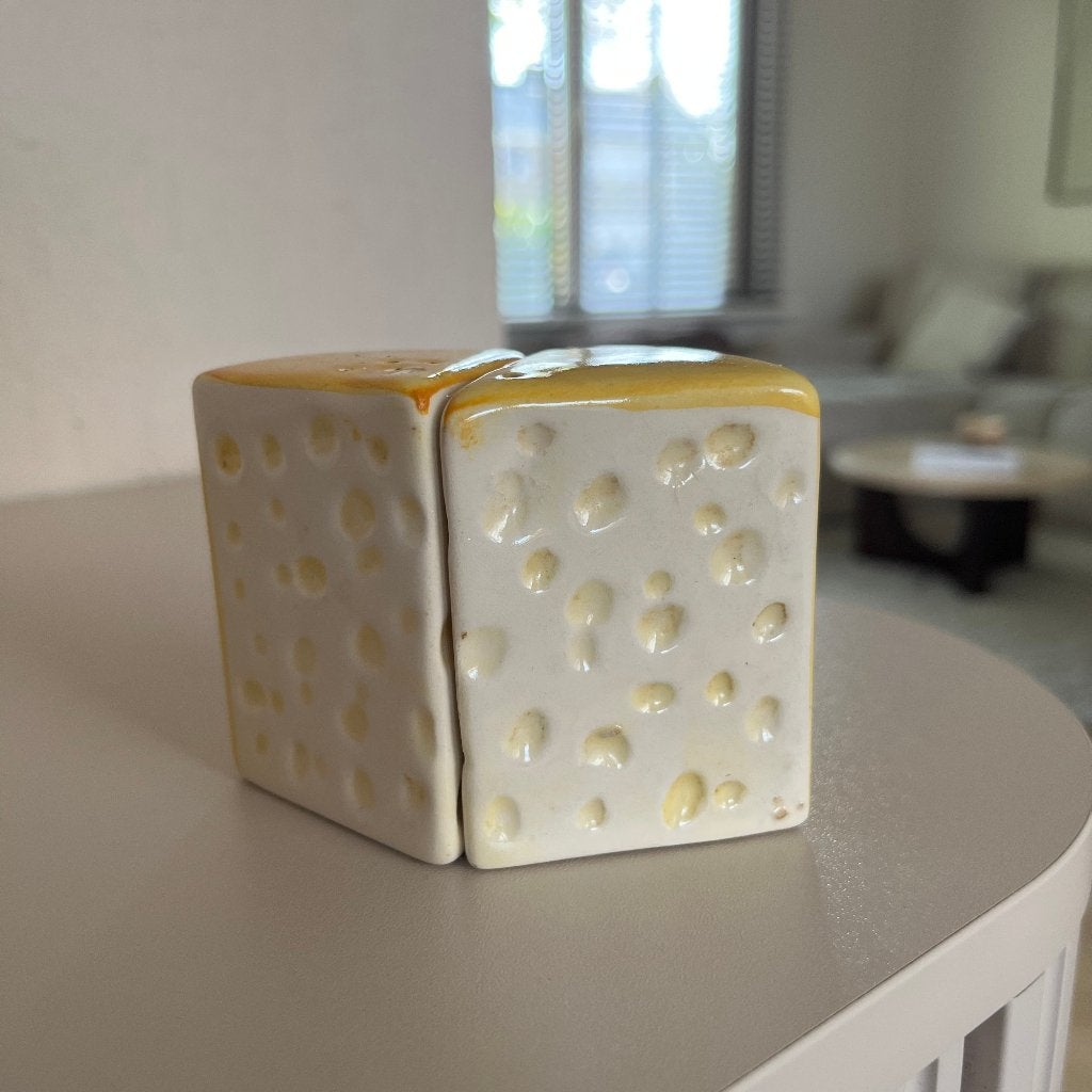 Vintage keramische kaasblokken peper- en zoutstel set, Ophalen of Verzenden