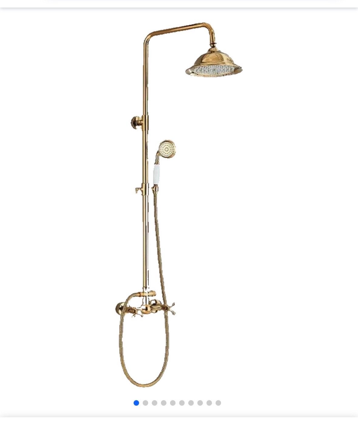 Vintage Regendouche Set Goud Glanzend RVS, Doe-het-zelf en Verbouw, Sanitair, Ophalen, Nieuw, Koper, Douche