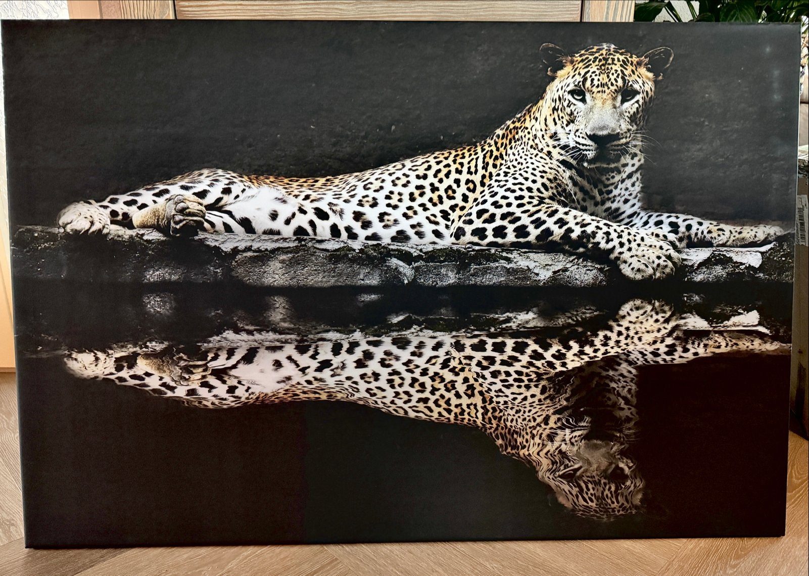 Canvas schilderij luipaard 120x80 cm, Ophalen, Zo goed als nieuw, Schilderij, 100 tot 125 cm