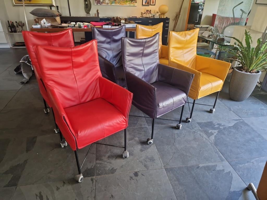 Montis Chaplin 6x eetkamerstoelen op wieltjes, Huis en Inrichting, Stoelen, Ophalen, Gebruikt, Overige kleuren, Modern, Dynamisch