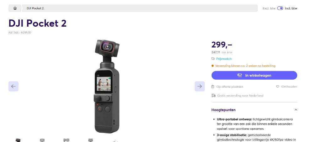 DJI Osmo pocket 2, Compact, Ophalen of Verzenden, Zo goed als nieuw, Overige Merken