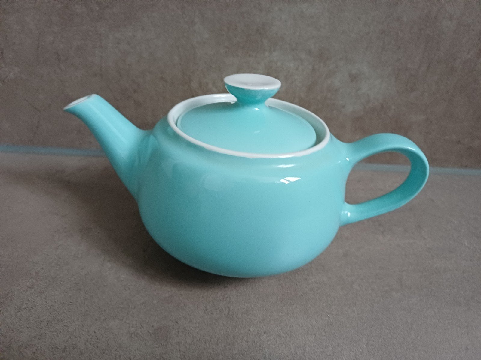 Societe Ceramique turquoise theepotje, Ophalen of Verzenden