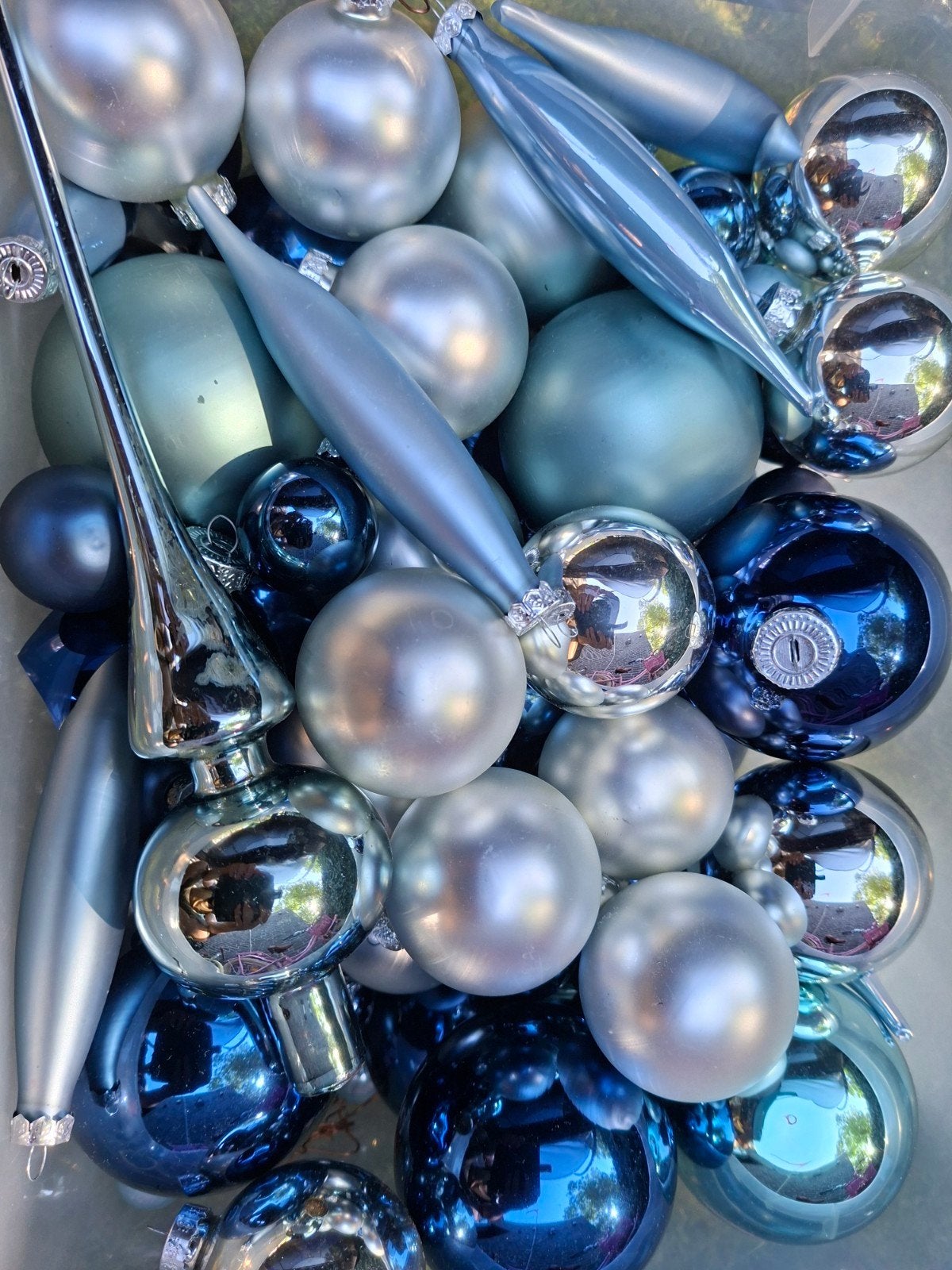 Zilveren en blauwe kerstversiering, Diversen, Kerst, Ophalen of Verzenden