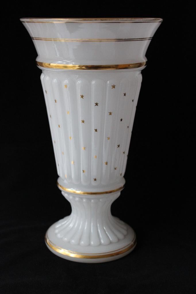 Antieke Franse Portieux Vallerysthal opaline glas vaas 1900, Ophalen of Verzenden