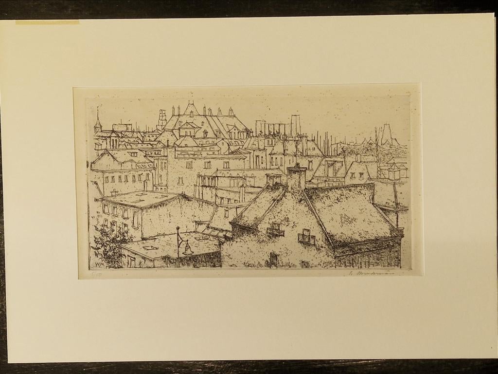 Originele ets van Willem Minderman. Zicht op Den Haag 5, Ophalen of Verzenden