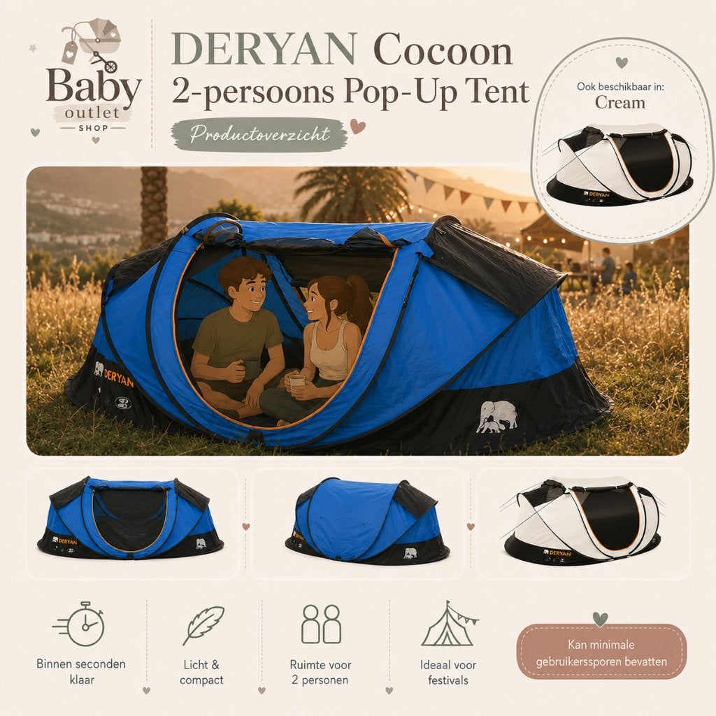 Deryan Dome Pop Up Tent Twee Persoons UV50+ Festival, Ophalen of Verzenden, Nieuw, Yogamat