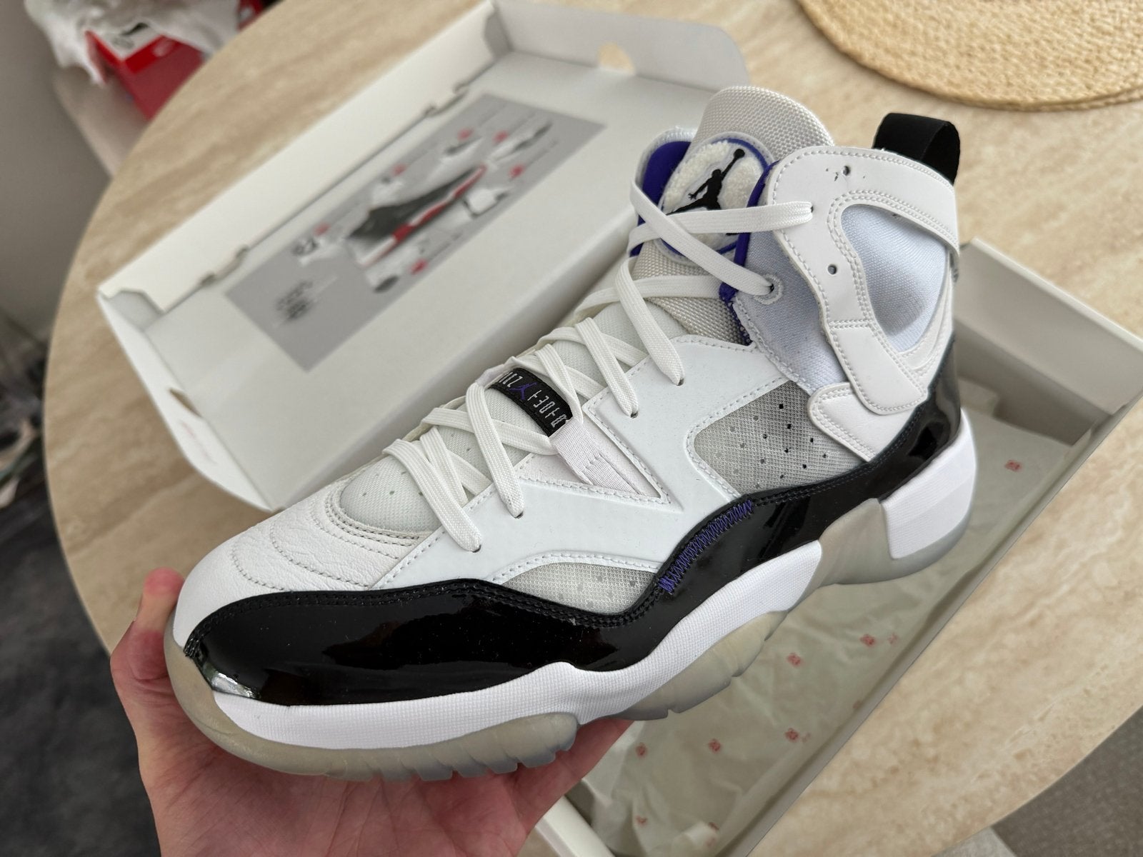 Nieuwe Jordan Two Trey - Wit/Zwart/Paars - Maat 46, Wit, Nieuw, Ophalen of Verzenden, Sneakers of Gympen