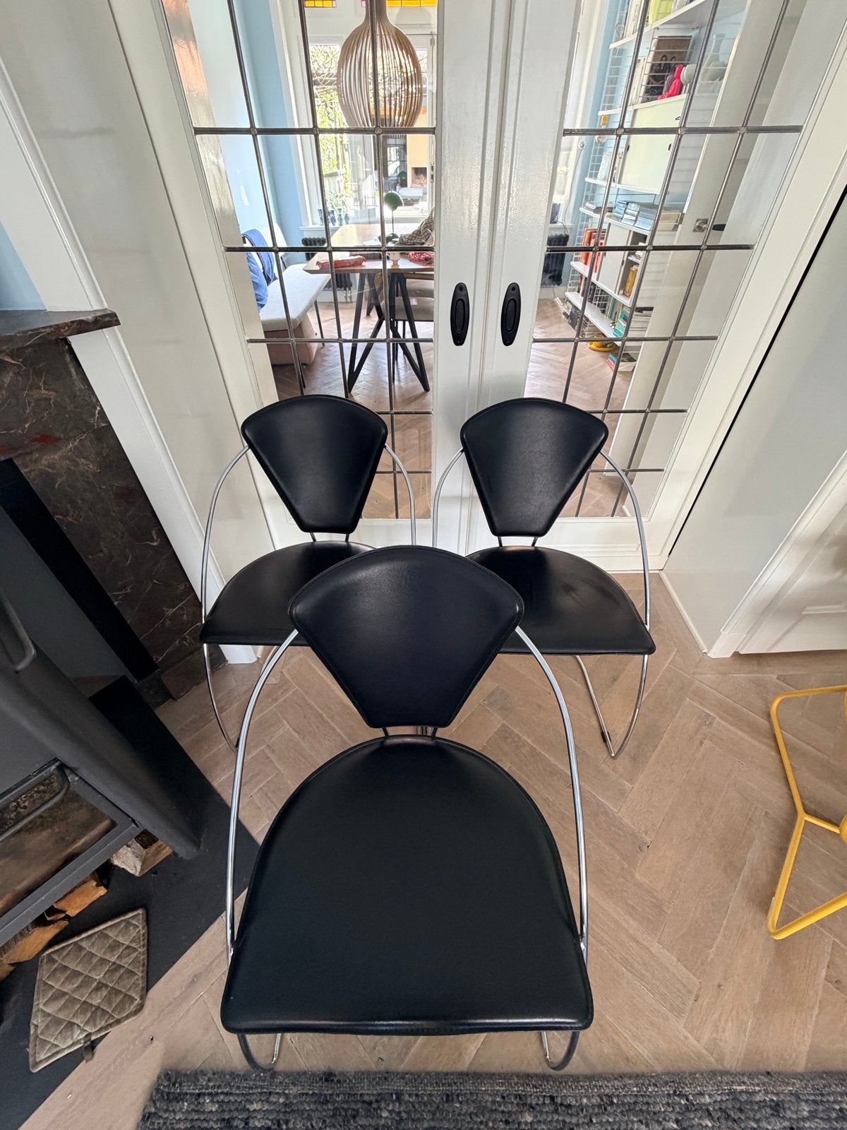 3 Arrben design stoelen - Zwart met chroom, Huis en Inrichting, Gebruikt, Drie, Zwart, Ophalen of Verzenden