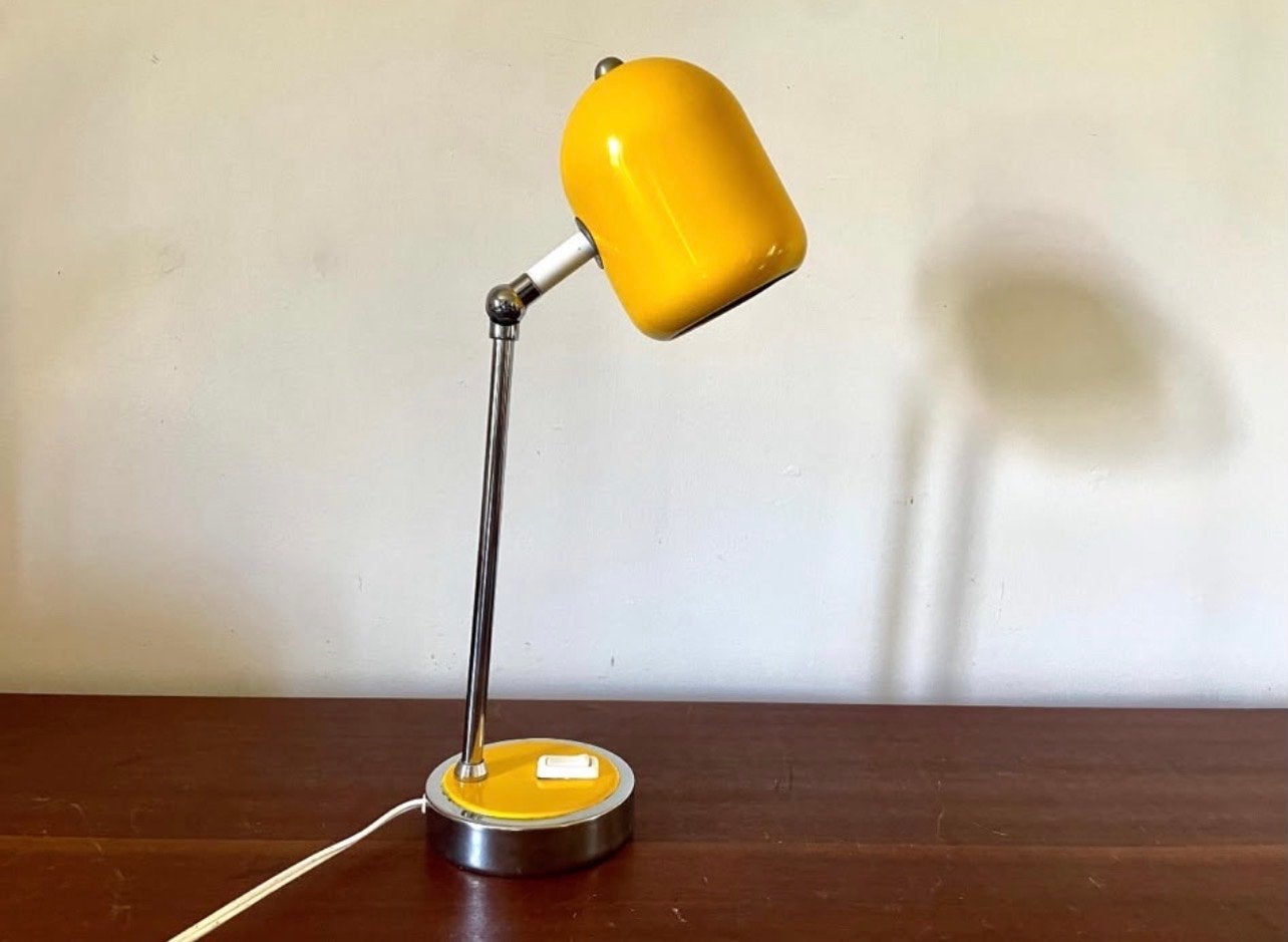 Vintage Gele Bureaulamp - Jaren '70 Design, Antiek en Kunst, Ophalen of Verzenden