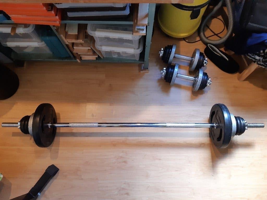 Bumbell en barbell set, Ophalen, Gebruikt, Halterset