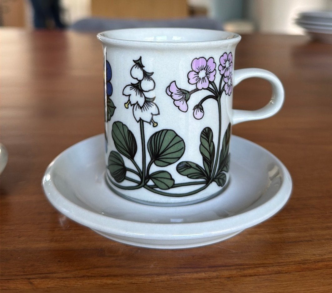Arabia Flora koffiekop en schotel, Keramiek, Ophalen of Verzenden, Zo goed als nieuw, Overige stijlen