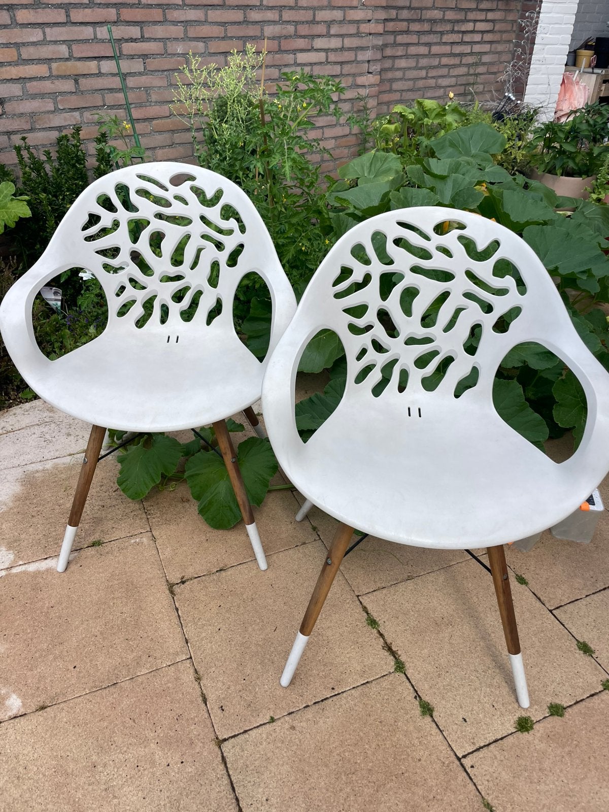 6 witte tuinstoen, Ophalen of Verzenden, Gebruikt, Kunststof