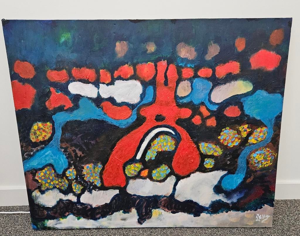 Abstract schilderij- Gevleugelde dans- Jaap Hettinga 100x120, Ophalen