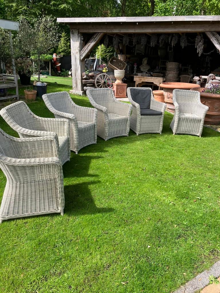 Tuinstoelen “kunstriet” (6), Tuin en Terras, Ophalen, Gebruikt, 6 zitplaatsen