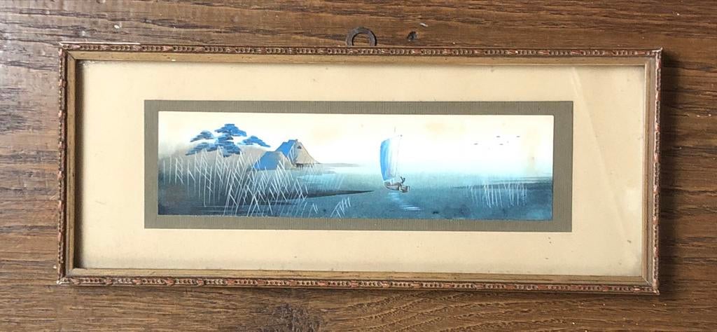 Oud Japans schilderij in lijst - Kunsthandel Borzo, Ophalen of Verzenden