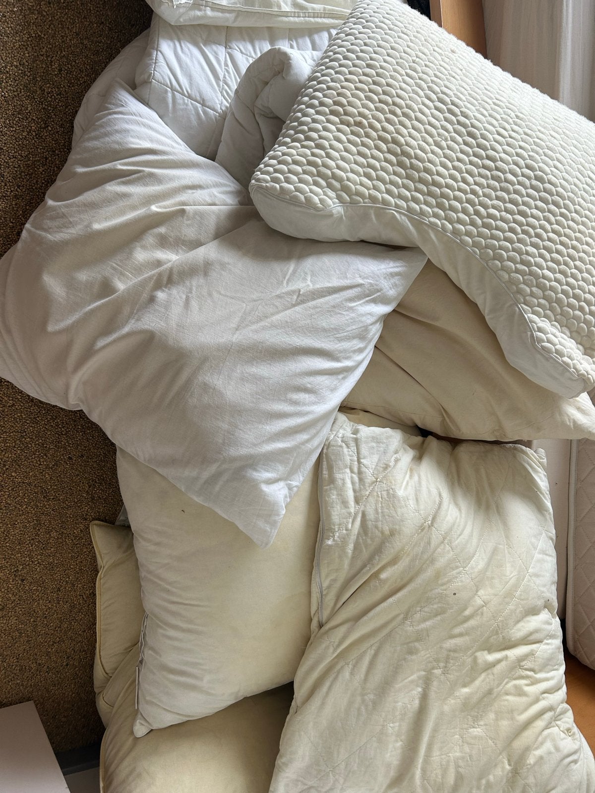 Diverse dekens en kussens, crème/wit, Ophalen, Gebruikt, Beige, Deken of Dekbed