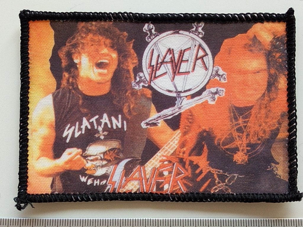 Slayer vrij  zeldzame nieuwe vintage 80's printed patch 132, Verzenden, Nieuw, Kleding